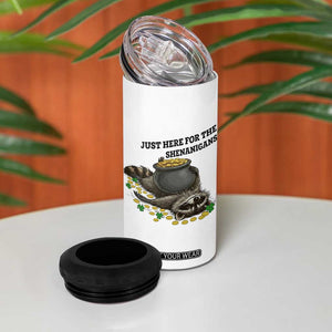 Funny Raccoon St Patricks Day Meme 4 in 1 Can Cooler Tumbler Just Here For The Shenanigans TS14 Print Your Wear