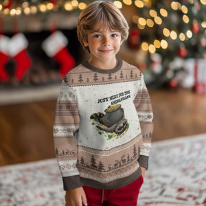 Funny Raccoon St Patricks Day Meme Ugly Christmas Sweater Just Here For The Shenanigans TS14 Mocha Mousse Print Your Wear