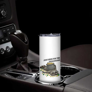 Funny Raccoon St Patricks Day Meme Skinny Tumbler Just Here For The Shenanigans TS14 Print Your Wear