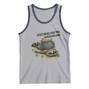 Funny Raccoon St Patricks Day Meme Tank Top Just Here For The Shenanigans TS14 Athletic Heather Navy Print Your Wear