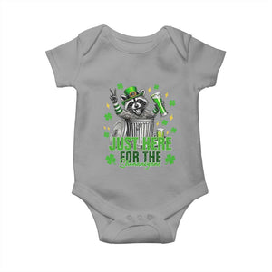 Funny Raccoon Drinking Beer St Patricks Day Baby Onesie Just Here For The Shenanigans TS14 Sport Gray Print Your Wear