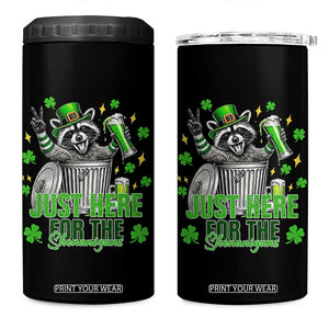 Funny Raccoon Drinking Beer St Patricks Day 4 in 1 Can Cooler Tumbler Just Here For The Shenanigans TS14 One Size: 16 oz Black Print Your Wear