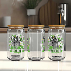 Funny Raccoon Drinking Beer St Patricks Day Glass Can Just Here For The Shenanigans TS14 Print Your Wear