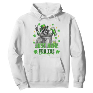 Funny Raccoon Drinking Beer St Patricks Day Hoodie Just Here For The Shenanigans TS14 White Print Your Wear