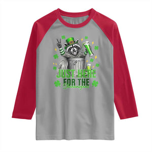 Funny Raccoon Drinking Beer St Patricks Day Raglan Shirt Just Here For The Shenanigans TS14 Sport Gray Red Print Your Wear