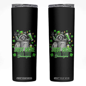 Funny Raccoon Drinking Beer St Patricks Day Skinny Tumbler Just Here For The Shenanigans TS14 Black Print Your Wear