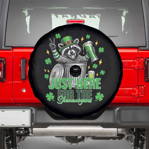 Funny Raccoon Drinking Beer St Patricks Day Spare Tire Cover Just Here For The Shenanigans TS14 Black Print Your Wear