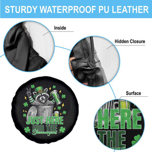 Funny Raccoon Drinking Beer St Patricks Day Spare Tire Cover Just Here For The Shenanigans TS14 Print Your Wear