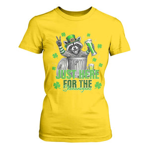 Funny Raccoon Drinking Beer St Patricks Day T Shirt For Women Just Here For The Shenanigans TS14 Daisy Print Your Wear