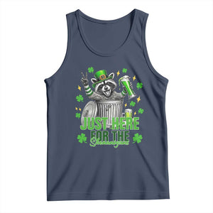 Funny Raccoon Drinking Beer St Patricks Day Tank Top Just Here For The Shenanigans TS14 Navy Print Your Wear