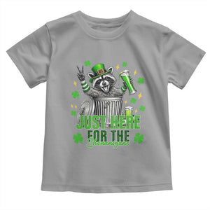Funny Raccoon Drinking Beer St Patricks Day Toddler T Shirt Just Here For The Shenanigans TS14 Sport Gray Print Your Wear