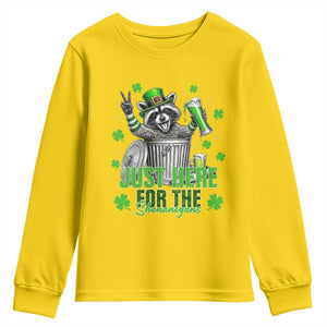 Funny Raccoon Drinking Beer St Patricks Day Youth Sweatshirt Just Here For The Shenanigans TS14 Daisy Print Your Wear