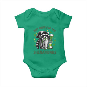Funny Raccoon St Patricks Day Meme Baby Onesie Trash Panda Just Here For The Shenanigans TS14 Irish Green Print Your Wear
