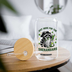 Funny Raccoon St Patricks Day Meme Glass Can Trash Panda Just Here For The Shenanigans TS14 Print Your Wear