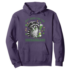 Funny Raccoon St Patricks Day Meme Hoodie Trash Panda Just Here For The Shenanigans TS14 Purple Print Your Wear