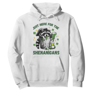 Funny Raccoon St Patricks Day Meme Hoodie Trash Panda Just Here For The Shenanigans TS14 White Print Your Wear