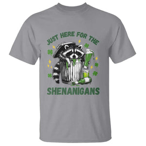 Funny Raccoon St Patricks Day Meme T Shirt Trash Panda Just Here For The Shenanigans TS14 Sport Gray Print Your Wear