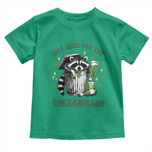 Funny Raccoon St Patricks Day Meme Toddler T Shirt Trash Panda Just Here For The Shenanigans TS14 Irish Green Print Your Wear