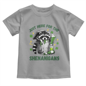 Funny Raccoon St Patricks Day Meme Toddler T Shirt Trash Panda Just Here For The Shenanigans TS14 Sport Gray Print Your Wear