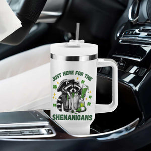 Funny Raccoon St Patricks Day Meme Tumbler With Handle Trash Panda Just Here For The Shenanigans TS14 Print Your Wear