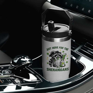 Funny Raccoon St Patricks Day Meme Flip Straw Tumbler Trash Panda Just Here For The Shenanigans TS14 Print Your Wear