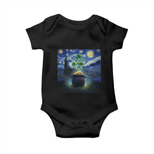 St Patricks Day Starry Night Shamrock Van Gogh Art Baby Onesie TS14 Black Print Your Wear