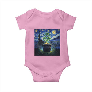 St Patricks Day Starry Night Shamrock Van Gogh Art Baby Onesie TS14 Light Pink Print Your Wear