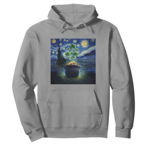 St Patricks Day Starry Night Shamrock Van Gogh Art Hoodie TS14 Sport Gray Print Your Wear