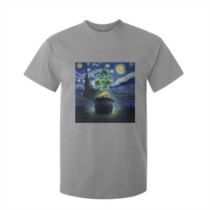 St Patricks Day Starry Night Shamrock Van Gogh Art T Shirt For Kid TS14 Sport Gray Print Your Wear