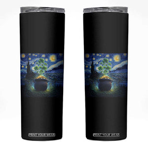 St Patricks Day Starry Night Shamrock Van Gogh Art Skinny Tumbler TS14 Black Print Your Wear