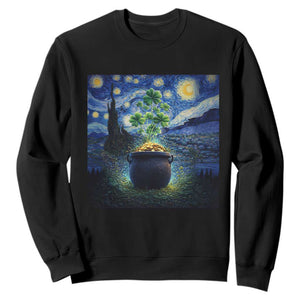 St Patricks Day Starry Night Shamrock Van Gogh Art Sweatshirt TS14 Black Print Your Wear