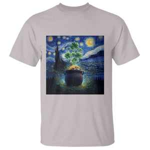 St Patricks Day Starry Night Shamrock Van Gogh Art T Shirt TS14 Ice Gray Print Your Wear