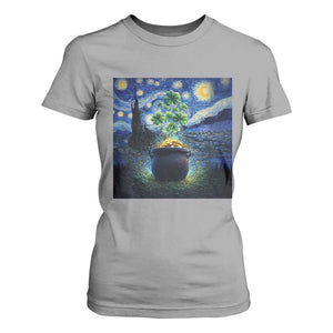 St Patricks Day Starry Night Shamrock Van Gogh Art T Shirt For Women TS14 Sport Gray Print Your Wear