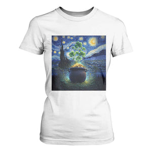 St Patricks Day Starry Night Shamrock Van Gogh Art T Shirt For Women TS14 White Print Your Wear