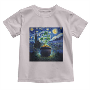 St Patricks Day Starry Night Shamrock Van Gogh Art Toddler T Shirt TS14 Ice Gray Print Your Wear
