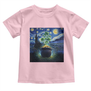 St Patricks Day Starry Night Shamrock Van Gogh Art Toddler T Shirt TS14 Light Pink Print Your Wear