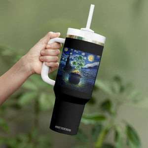 St Patricks Day Starry Night Shamrock Van Gogh Art Tumbler With Handle TS14 Print Your Wear