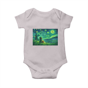 St Patricks Day Starry Night Leprechaun Shamrock Van Gogh Baby Onesie TS14 Ice Gray Print Your Wear