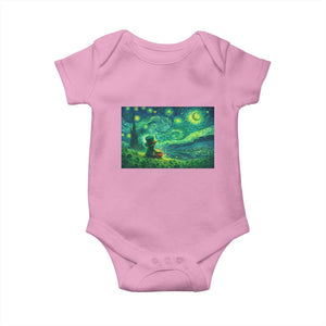 St Patricks Day Starry Night Leprechaun Shamrock Van Gogh Baby Onesie TS14 Light Pink Print Your Wear