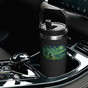 St Patricks Day Starry Night Leprechaun Shamrock Van Gogh Flip Straw Tumbler TS14 Print Your Wear