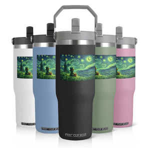 St Patricks Day Starry Night Leprechaun Shamrock Van Gogh Flip Straw Tumbler TS14 Print Your Wear