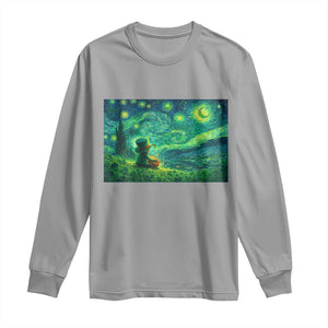 St Patricks Day Starry Night Leprechaun Shamrock Van Gogh Long Sleeve Shirt TS14 Sport Gray Print Your Wear