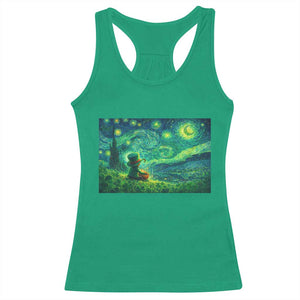 St Patricks Day Starry Night Leprechaun Shamrock Van Gogh Racerback Tank Top TS14 Irish Green Print Your Wear