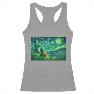 St Patricks Day Starry Night Leprechaun Shamrock Van Gogh Racerback Tank Top TS14 Sport Gray Print Your Wear