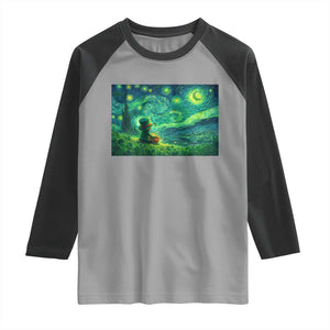 St Patricks Day Starry Night Leprechaun Shamrock Van Gogh Raglan Shirt TS14 Sport Gray Black Print Your Wear