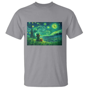 St Patricks Day Starry Night Leprechaun Shamrock Van Gogh T Shirt TS14 Sport Gray Print Your Wear