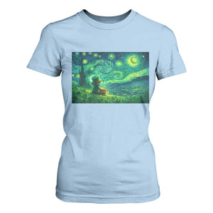 St Patricks Day Starry Night Leprechaun Shamrock Van Gogh T Shirt For Women TS14 Light Blue Print Your Wear