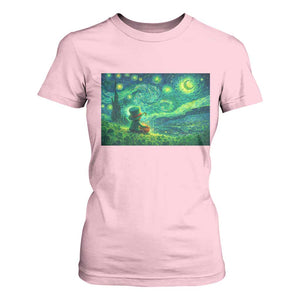 St Patricks Day Starry Night Leprechaun Shamrock Van Gogh T Shirt For Women TS14 Light Pink Print Your Wear