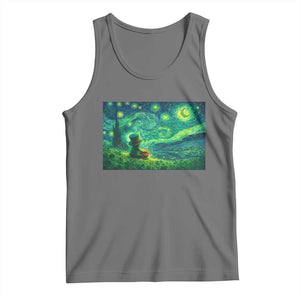 St Patricks Day Starry Night Leprechaun Shamrock Van Gogh Tank Top TS14 Black Heather Print Your Wear