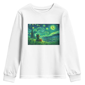 St Patricks Day Starry Night Leprechaun Shamrock Van Gogh Youth Sweatshirt TS14 White Print Your Wear